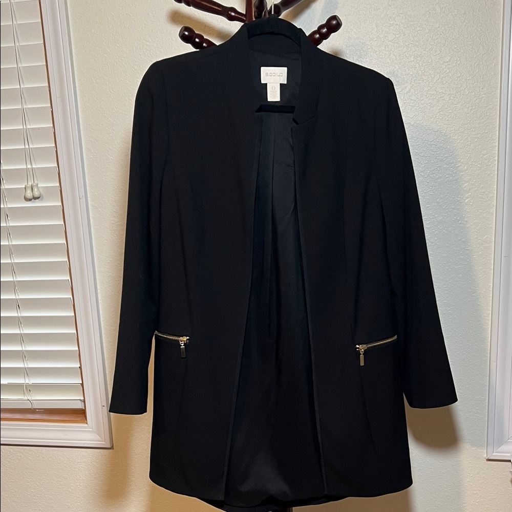 Chico's Black Blazer with Gold Zipper Accents